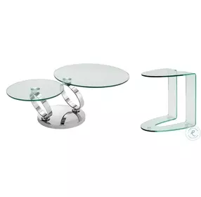 Satellite Clear And High Polished Stainless Steel Coffee Table