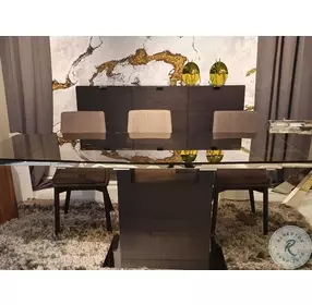Vizzione Dark Gray Oak And High Polished Stainless Steel Buffet