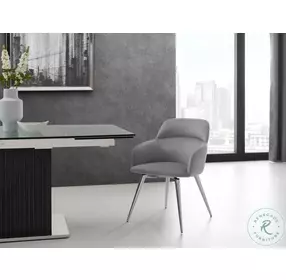 Pirouette Grey And High Polished Stainless Steel Arm Chair