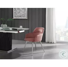 Pirouette Pink And High Polished Stainless Steel Arm Chair
