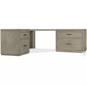 Linville Falls Soft Smoked Gray Corner Desk with File and Lateral File Cabinet