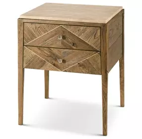 Echoes Light Echo Oak 2 Drawer Travertine Top Hawkesford Nightstand