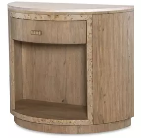 Monterey Hawthorne Light and Beige 1 Drawer Demilune Travertine Top Nightstand