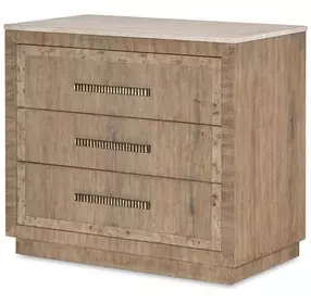 Monterey Hawthorne Light and Beige 3 Drawer Travertine Top Nightstand