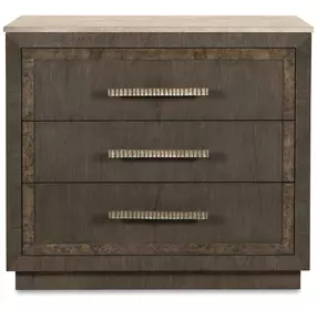 Monterey Hawthorne Dark and Beige 3 Drawer Travertine Top Nightstand