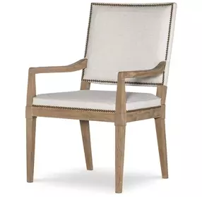 Monterey Hawthorne Light and Cream Upholstered Arm Chair with Nailhead Trim