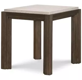 Monterey Hawthorne Dark and Beige Square Travertine Top Lamp Table