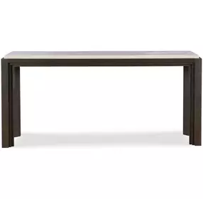 Monterey Hawthorne Dark and Beige Rectangular Travertine Top Console Table