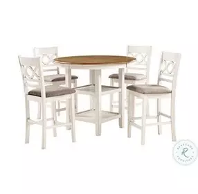 Cori Bisque And Brown 5 Piece Counter Height Dining Set