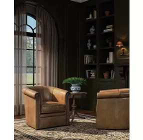 Axton Brown Swivel Leather Club Chair