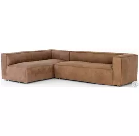 Nolita Natural Washed Sand Leather Small LAF Sectional