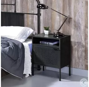 Gemma Black Nightstand With USB Port