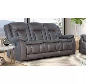 Morello Gray Power Reclining 88" Sofa Power Footrest