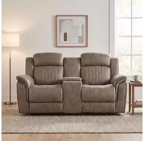 Centeroak Sandy Brown Double Reclining Loveseat With Center Console
