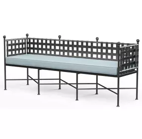 Provence Canvas Skyline Upholstered Outdoor Garden Bench with Self Welt