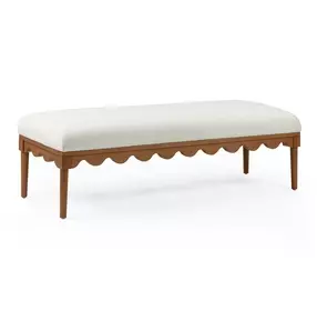 Oodle Cream Performance Fabric Upholstered Accent Bench