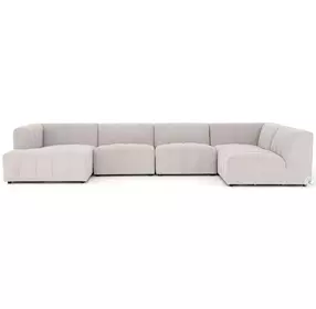 Langham Napa Sandstone Channeled 5 Piece LAF Chaise Sectional