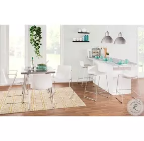 Matcha Chrome And White Dining Chair Set Of 2