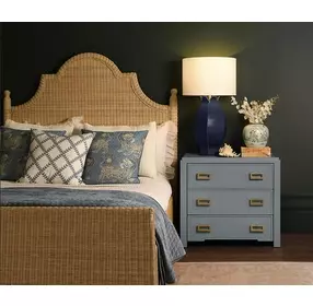 Chamberlain Natural Rattan King Panel Bed With Arched Headboard