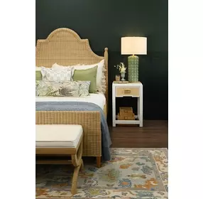 Jean Natural Grasscloth Rectangular 1 Drawer Side Table