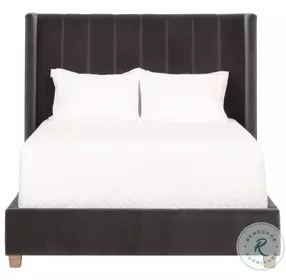 Chandler Dark Dove Velvet Queen Panel Bed
