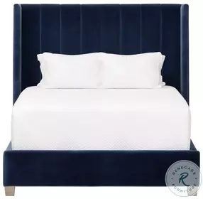 Chandler Denim Velvet Upholstered Queen Platform Bed