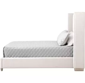 Chandler Cream Velvet California King Upholstered Panel Bed