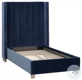 Chandler Denim Velvet Upholstered Twin Platform Bed