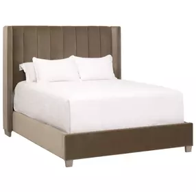Chandler Caramel and Natural Gray Oak King Upholstered Panel Bed