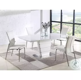 Molly White And Chrome Motion Back Side Chair Set of 2