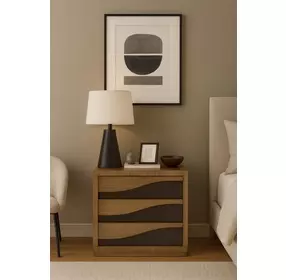Blue Mallee Brown and Black 3 Drawer Bachelors Chest