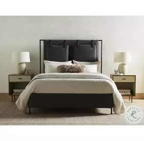 Leigh San Remo Ash Fabric Queen Upholstered Panel Metal Bed