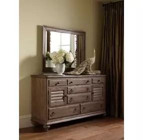 Homestead Pine Heather 7 Drawer Ellesmere Dresser with Rectangular Mirror