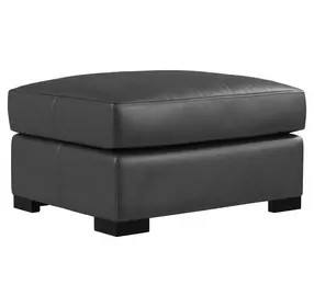 Germain Charcoal Leather Upholstered Rectangular Ottoman