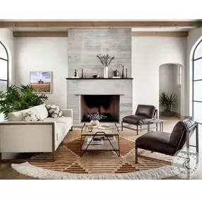 Otis Thames Cream and Distressed Natural Performance Fabric Sofa