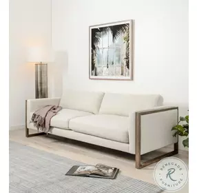 Otis Thames Cream and Distressed Natural Performance Fabric Sofa