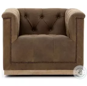 Maxx Umber Grey Leather Swivel Chair