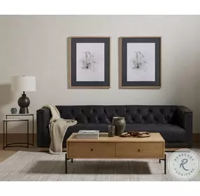 Maxx Destroyed Black Leather 95" Sofa