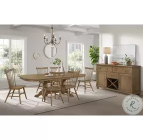 Colonial Oak Weathered Chestnut Trestle Extendable Dining Table