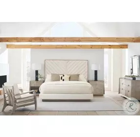 Meet U In The Middle Ash Driftwood King Upholstered Panel Bed