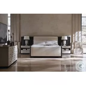 Slow Wave Otter And Dark Chocolate Upholstered King Sleigh Bed with Wall Panel