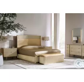 Fall In Love Oracle And Champagne Silk Upholstered King Platform Bed