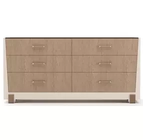 Counter Balance Chocolate Koto and Cloud 6 Drawer Dresser with Glass Top