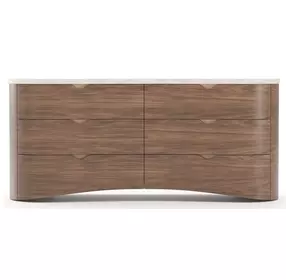 Fleur Porcini and Travertine 6 Drawer Dresser