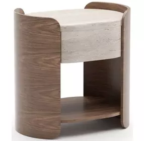 Fleur Porcini and Travertine 1 Drawer Open Nightstand