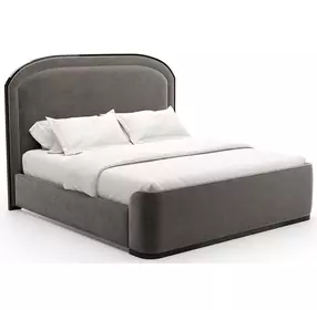 Wanderlust Pewter and Seal Skin Upholstered King Panel Bed