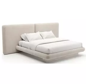 Overlap Ivory Upholstered King 2 Panel Bed