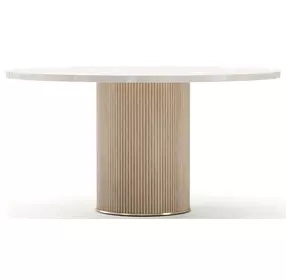 Rhythm Sun Drenched Oak and Travertine 58" Round Dining Table