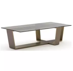 Counter Balance Brushed Gold and Smoked Bronze Glass Top Occasional Table Set