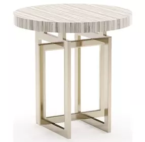 Wish You Were Here Sandstone and Whisper of Gold Round Side Table